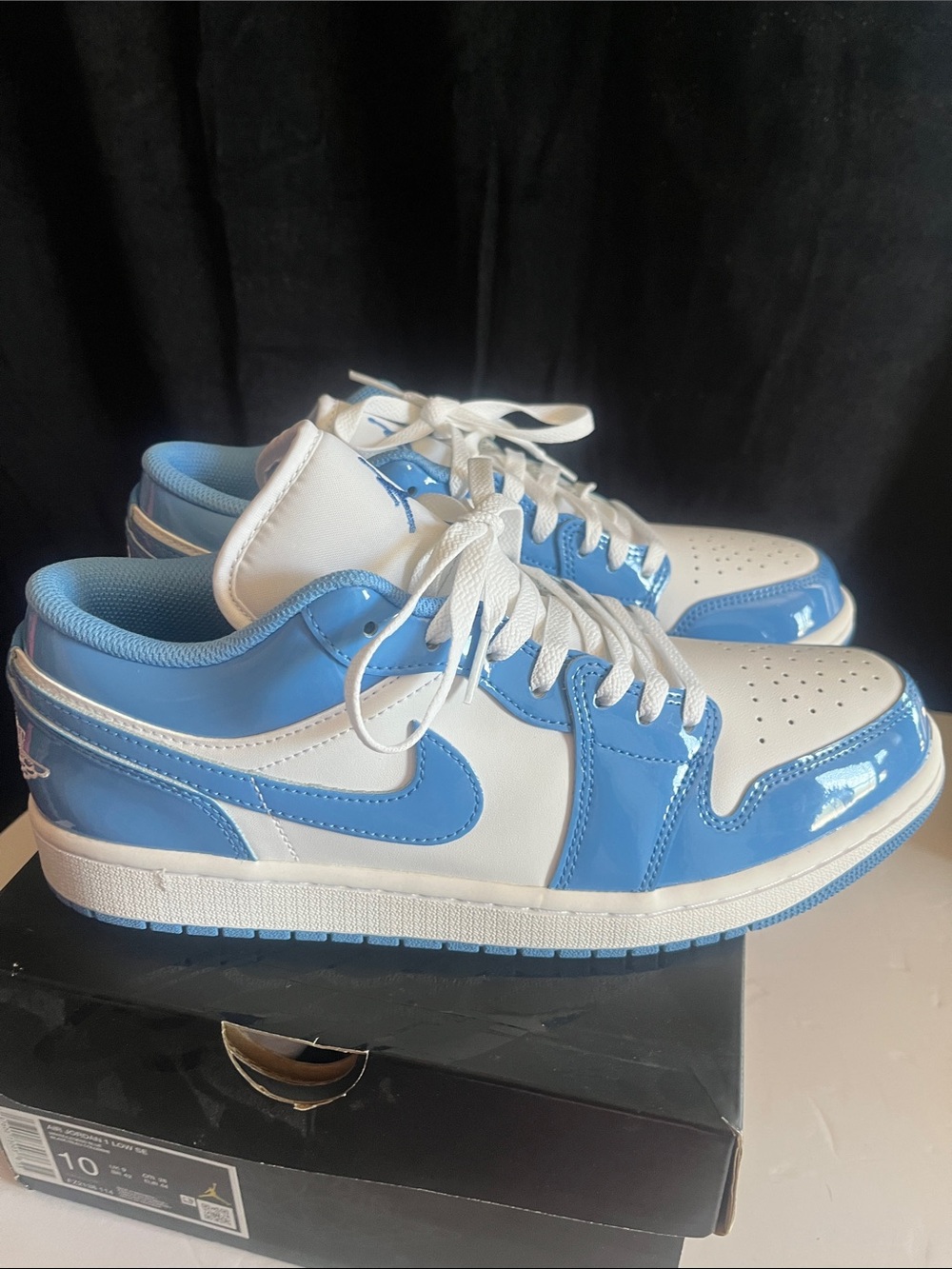 Air Jordan 1 Low SE Sneakers in White and Light Blue